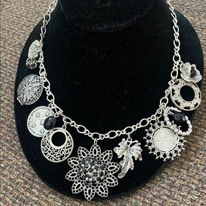 Chicos Black rhinestone and silver